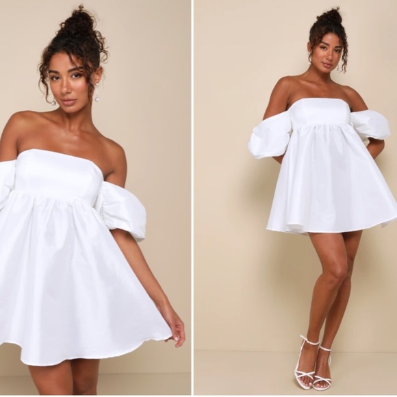 LULUS Sexy Bridal Bachelorette Engagement Bridal Shower Ruffles Babydoll Mini - Picture 5 of 5